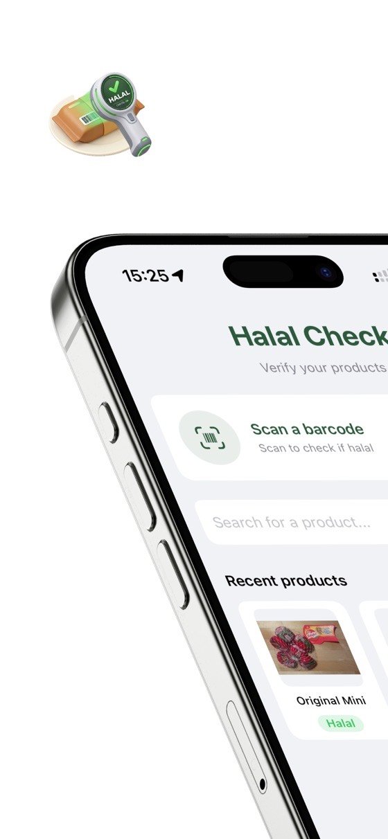 Scanning a product barcode in Halal Check